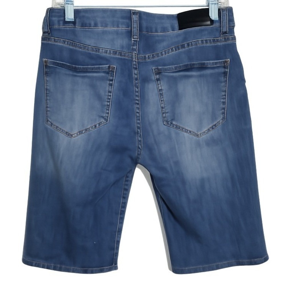 !iT Jeans Long Rider Bermuda Shorts Womens 8 Blue Distressed Denim Good - Picture 5 of 9